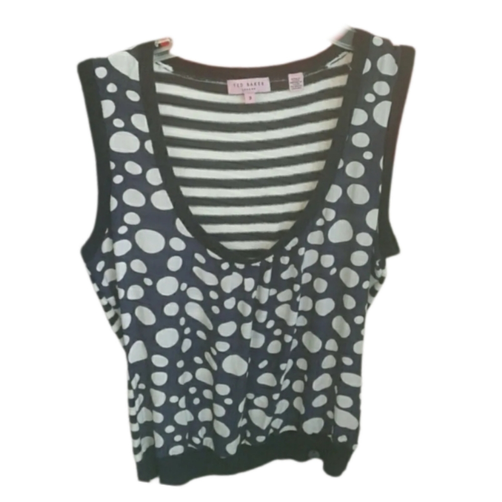 TED BAKER LONDON NAVY-CREAM CARDIGAN SWEATER SET - Picture 3 of 7